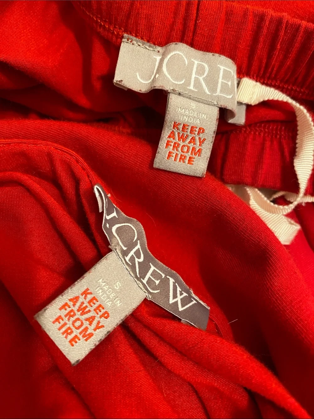 J. Crew Red Pajama Set with White Piping. Size L. Style CC660. Size S